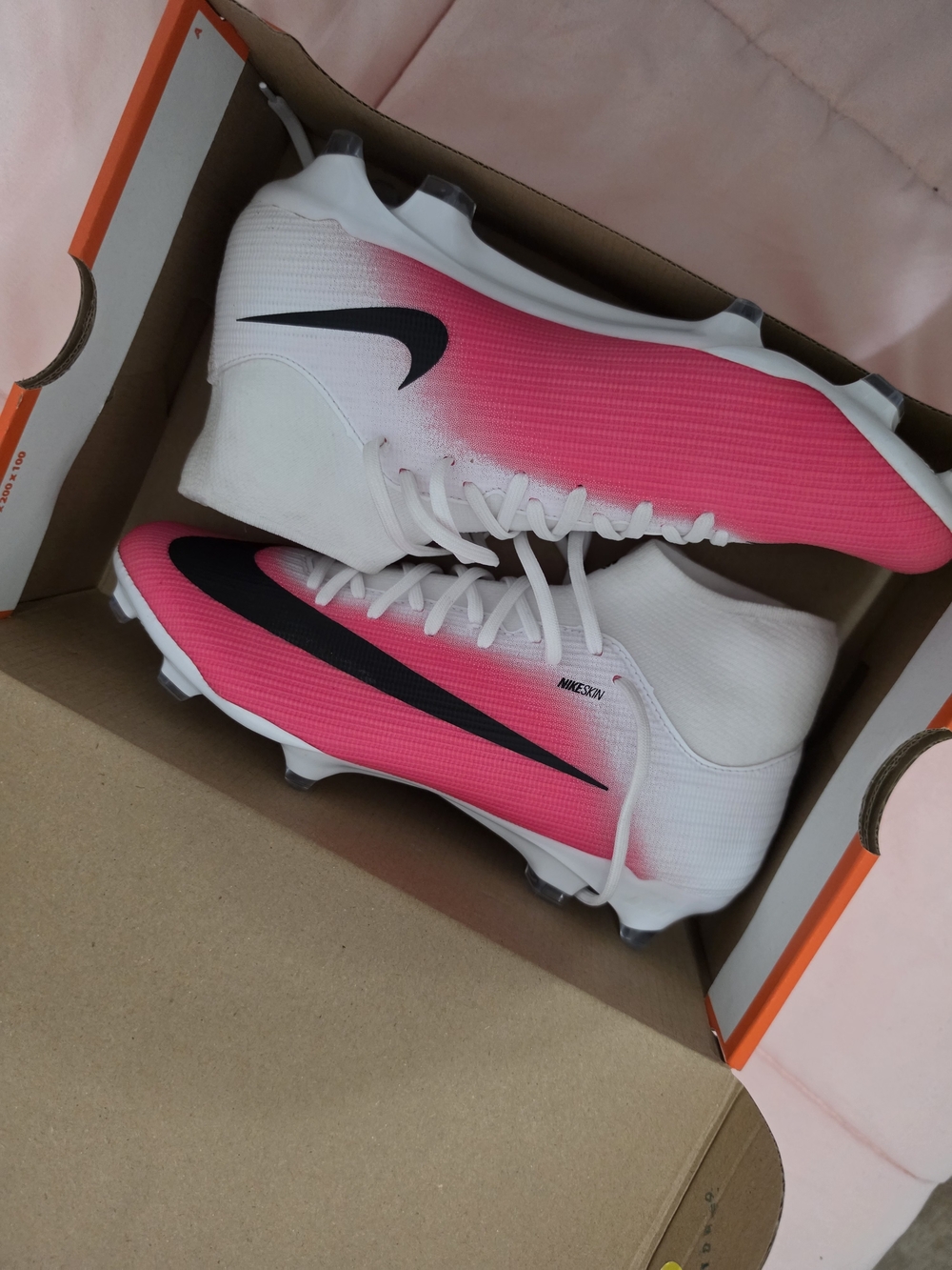 Nike Women's White & Pink High-Top Soccer Cleats with Black Swoosh